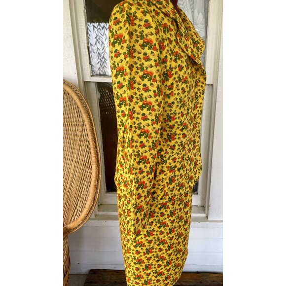 Vintage 1960s Yellow Floral Womens Blazer Skirt Set Ainr Jr Small - Picture 12 of 16